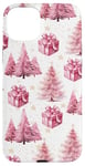 iPhone 15 Plus Pink Retro Christmas Tree Whimsical Holiday Pattern Case