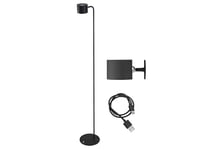 Beper P201UTP306 Lumì Rechargeable lamp, Floor and Table lamp, Height-Adjustable, Wall Accessory, USB Cable Included, Touch Switch on, Black