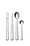 Alessi Rundes Modell Cutlery set composed forks, table knives, six tea spoons in 18/10 stainless steel mirror polished, Silver, 36.5x24.5x7 cm