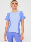 adidas Womens Running Own The Run Colourblock T-shirt - Blue, Blue, Size S, Women