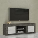 Dmora - Meuble de salon meuble tv moderne, Buffet bas avec 2 portes, Made in Italy, 170x42xh52 cm, couleur Blanc et Oxyde