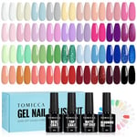 TOMICCA 40PCS Vernis Semi Permanent Kit, 36 Couleurs Vernis Gel & 4PCS Base Top Coat Set avec Blooming Gel & Rond Nail Display Nail Tip Exposition, pour les studios de manucure et de bricolage Accueil