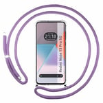 Tumundosmartphone Coque avec pendentif transparent pour Xiaomi Redmi Note 13 Pro 5G avec cordon violet