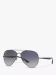 Ray-Ban RB3675 Unisex Polarised Aviator Sunglasses, Gunmetal/Blue Gradient