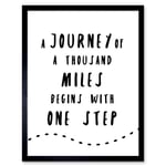 A Journey Of A Thousand Miles Begins With One Step Inspirational Positive Motivational Gym Workout Living Room Aesthetic Art Print Framed Poster Wall