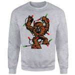 Star Wars Tangled Fairy Lights Chewbacca Grey Christmas Jumper - S