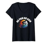 Womens No Pain No Gain T No Pain No Gain Sign No Pain No Gain Meme V-Neck T-Shirt