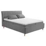 Stella Trading Akron Lot de 6 Boxeurs, 180 x 200 cm, Gris foncé, Confortables, avec tiroir de lit et surmatelas en Mousse Froide, d'ingénierie Polyester Bois