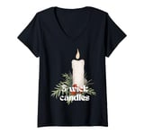 Womens Girls love 3-wick candles black flame candle fant Groovy V-Neck T-Shirt