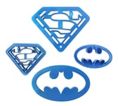 Super Hero Set of 4 Superman Batman Cookie Fondant Cutters Blue UK