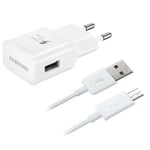 Chargeur Samsung Rapide EP-TA20EWE + Cable USB ECB-DU4AWE pour Huawei P Smart  Plus 2018  Couleur Blanc