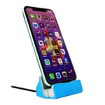 CamRepublic® Desktop USB Charging Dock Stand Holder Charger Charge & Data Sync for iPhone 11/ 11Pro/ XR/XS/S/ 10/8/ 8Plus/ 7/ 7Plus/ 6/ 6s/ 6Plus/ 5/ 5C/ 5S/ SE/IPod Touch5 (Aqua Blue)