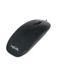 LogiLink Mouse optical black flat - Mus - Optisk - 3 knapper - Svart