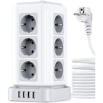 Multiprise Surtension Goobay compatible 6 prises avec interrupteurs  individuels 1,50m (Blanc)