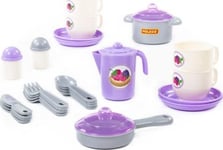 Wader Polesie 80196 "Housekeeper" Set Of Dishes For 4 People 28 Elements In A Grid (E2)