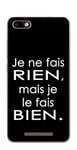 Coque TPU gel souple Wiko Lenny 3 design Citation "Je ne fais rien" Texte blanc fond noir