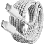 (2-PACK) Samsung Laddare OCH iPhone 15 , (3 meter) - Snabbladdare - USB-C Laddare - Kabel Vit