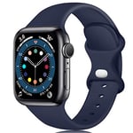 Epova Silicone Strap Compatible with Apple Watch Strap 44mm 42mm 45mm 46mm 49mm, Replacement Straps for Apple Watch Ultra/Ultra 2/ iWatch SE Series 10 9 8 7 6 5 4 3 2 1, Dark Blue, Small