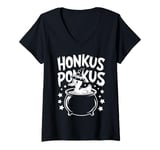 Womens Honkus Ponkus Funny Duck Witch Halloween Magic V-Neck T-Shirt