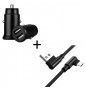 Pack Pour Nokia 2.3 Smartphone Micro Usb (Cable 90 Fast Charge + Mini Double Prise Allume Cigare) - Noir