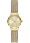 Skagen Freja Montre pour Femmes, Mouvement à Quartz, Bracelet en Acier Inoxydable Ou en Cuir, Ton Or, 26Mm