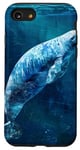 Coque pour iPhone SE (2020) / 7 / 8 Save The Manatee Crystal River FL Bleu abstrait rayé