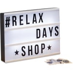 Relaxdays - Boîte lumineuse led Lightbox personnalisable 85 signes lettre chiffre 3 lignes HxlxP: 22x30x4,5 cm, blanc/noir