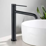 Noir Mitigeur de Lavabo Robinet Salle de Bain Haut Robinet pour Vasque Bec Pivotant en Inox SS304 pour Salle de Bain