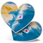 2 x Heart Stickers 15 cm - Japan World Map Flag #45439