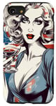 Coque pour iPhone SE (2020) / 7 / 8 Retro Patriotic Pin-up Vintage USA Flag American Beauty Girl