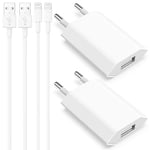 Chargeur iPhone, 4-Pack Cable de Chargeur 2M et 5W Prises USB Compatible avec iPhone 8 7 6 6S SE 2020 5S 5 5C 14 13 12 11 10 Pro Max XR X XS Plus Pad, Adaptateur de Charger avec Câble Romalux