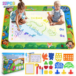 DICLLY Tapis Dessin Enfant,120 * 90 Grand Tapis Magique Dessin Eau Réutilisable,Tapis de Dessin à L'eau pour Bébé avec Jeu D'outils de Peinture,Non salissant,Jouets Éducatifs pour Garçons et Filles