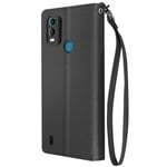 Case for Nokia C21 Plus Video Stand Wallet Faux-leather Black