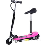 HOMCOM Foldable Powered Scooter 120W w/ Adjustable Seat and Brake, Pink
