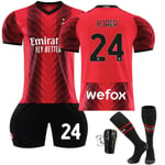 AC Milan Hemmafotbollströja Barn & Vuxen 23-24 Jersey Nummer 24 Simon Kjær Add Socks and Pad #20