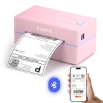 MUNBYN Shipping Label Printer Bluetooth Connection, Thermal Label Printer 4x6, Postage Label Printer for Business, Compatible with Etsy, Shopify, eBay, Amazon, Royal Mail, DHL, DPD, Evri, 130B, Pink