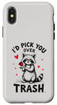 Coque pour iPhone X/XS Funny Romantic Raccoon Design - I'd Pick You Over Trash