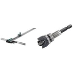 wolfcraft 4008000 Règle Plaquiste en T avec Découpeuse Parallèle & 4055000 Adaptateur de Vissage 6 Pans de 6,3 mm (1/4"), Hauteur 65 mm - avec Aimant et butée de Profondeur + Embout Ph2