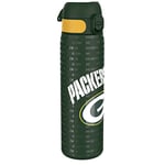 Ion8 Gourde Inox, 600ml, Anti-Fuite, Facile à Ouvrir, Verrouillage Sécurisé, Lavable au Lave-Vaisselle, Poignée de Transport, Durable, Acier Inoxydable, Motif 3D NFL, Packers