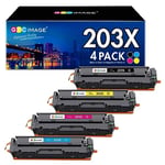 GPC Image Compatible Cartouche de Toner Remplacement pour HP 203X 203A CF540X CF540A pour Color Laserjet Pro MFP M281fdw M254dw MFP M281fdn MFP M280nw M254nw (Noir Cyan Magenta Jaune, 4-Pack)