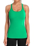 ATTRACO Ladies Gym Top Womens Running Vest Workout Tank Tops with Built in Bras Shirts Sport Vest Yoga Tops Kelly Green S