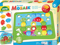 Lena- X Animal Ma première Nature, 36 fiches, tesselles de Ø 32 mm, mosaïque avec 7 modèles, Jeu d'emboîtement pour Enfants à partir de 2 Ans, 35632, Multicolore