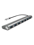 LogiLink USB-C 3.1 7-port hub with aluminum casing USB-hub - 7 porter - Grå