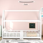 Lit cabane pour enfant dripex 90 x 200 cm, lit en bois pour chambre d'enfant, planche incluse sommier à lattes blanc (sans matelas)