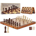 Vevor - Jeu deechecs magnetique en bois, 380 mm, jeu de societe deechecs et de dames 2 en 1, echiquier pour adultes et enfants, 2 reines, ensemble de