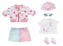 Baby Annabell Deluxe Spring Outfit 43cm - For Dolls - Easy for Small Hands, Creative Play Promotes Empathy & Social Skills, For Toddlers 3 Years & Up - Includes Jacket, Shirt, Skirt, Sunglasses & More