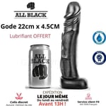 SEXTOY All Black Dildo Giant Big Realistic 22cm Enorm XXL icke-vibrerande anal fisting