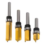 4 st Flush Trim Router Bits Top Bearing Router Bit 1/4 Inch Shank Rak Mönster Mall Router