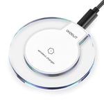 OneCut 10W/7.5W/5W Fast Wireless Charger Pad for Huawei P40/P30 Pro/Mate 30/20 Pro/Galaxy S20/S10/S10+/S10e/S9/ S8 /S8+/ S7/S7 Edge Note 10/9/8 Qi Certified Charging Pad for iPhone (White)