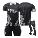 23-24 Real Madrid fotboll uniform drak mönster version barn och vuxna set sportlag uniform no number L